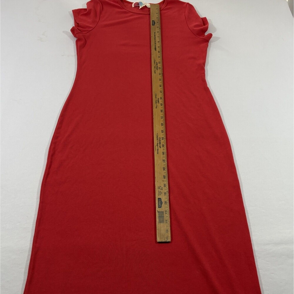 FREE PEOPLE Beach Hot Orange Good Feels Slim Midi Pullover Dress Cap Sleeve XL - Picture 4 of 12